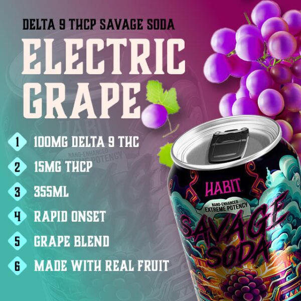 Buy Delta 9 THC Savage Soda Electric Grape Online | Habit